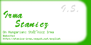 irma stanicz business card